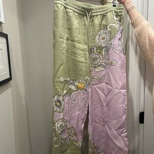 Alemais Green and Pink Wide Leg Pants
